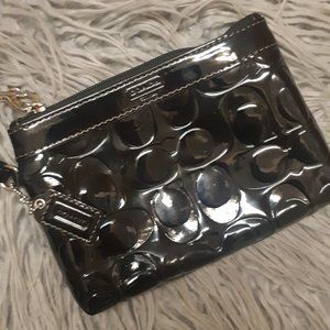 Coach Black Logo Embossed Wristlet